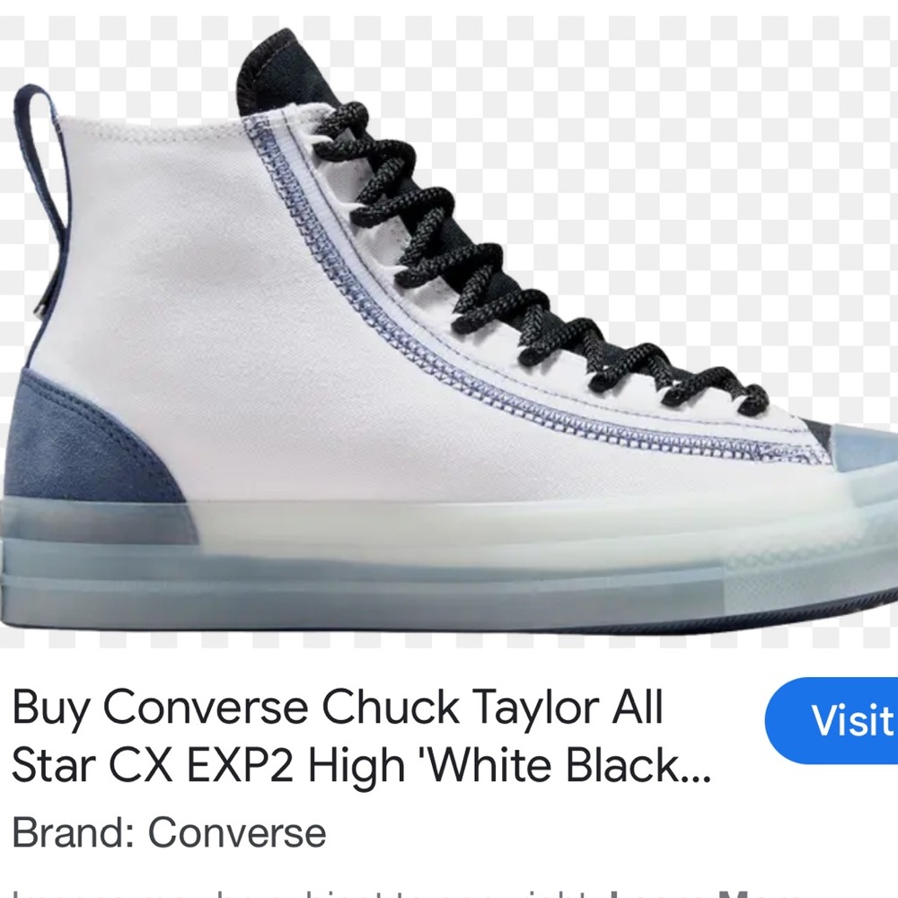 Men 11 Converse Chuck Taylor White Hi High Top Clear Translucent Blue Ice Soles - Picture 2 of 7